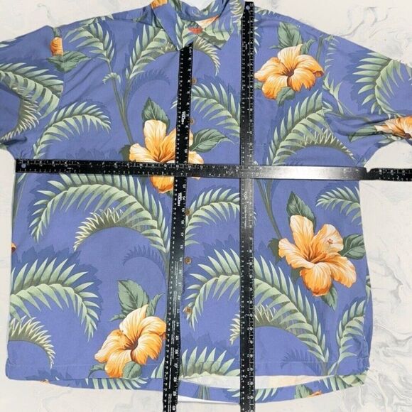Tommy Bahama Hawaiian Aloha Tropical Floral Hibiscus Button Silk Shirt Men’s XXL - Picture 2 of 4